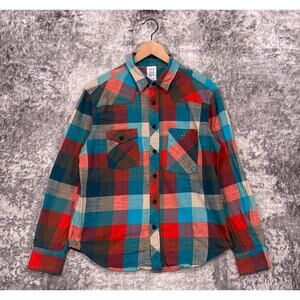 TOPO Designs Flannel Work Shirt Medium Mens Check Plaid Long Sleeve